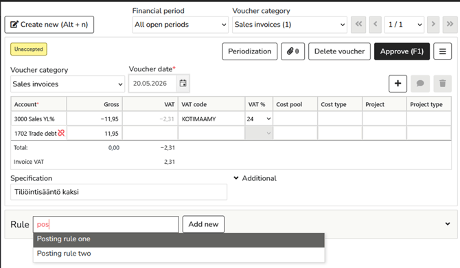 EA Accounting - Posting rule search 2