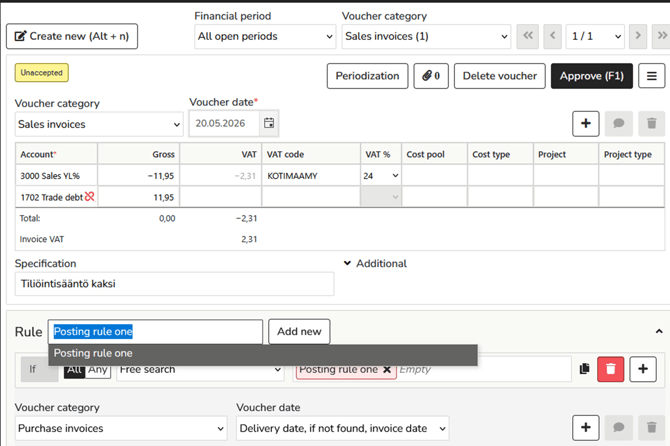 EA Accounting - Posting rule search 3