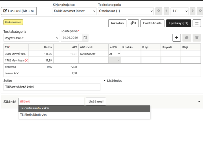 FI Accounting - Tiliöintisääntöhaku 2