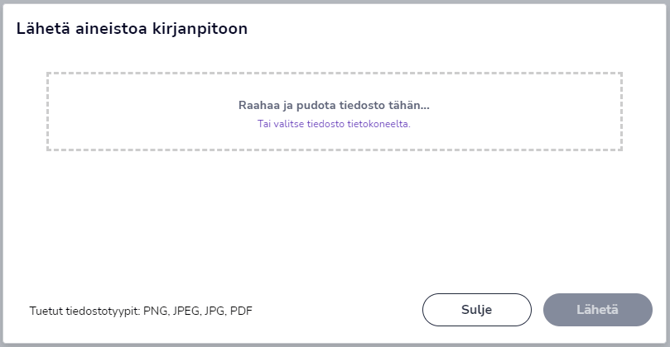 Aineiston lähettäminen - Lähetä aineistoa kirjanpitoon