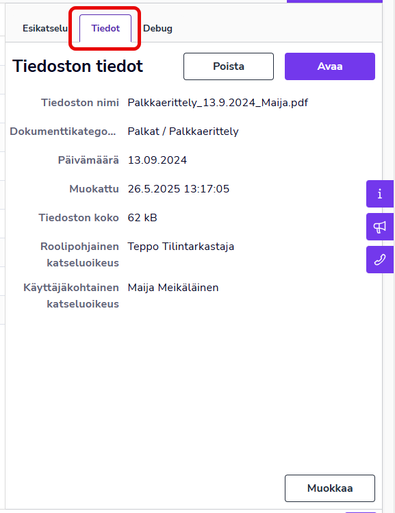 FI Dokumentit - Arkisto - Esikatselu - Tiedot