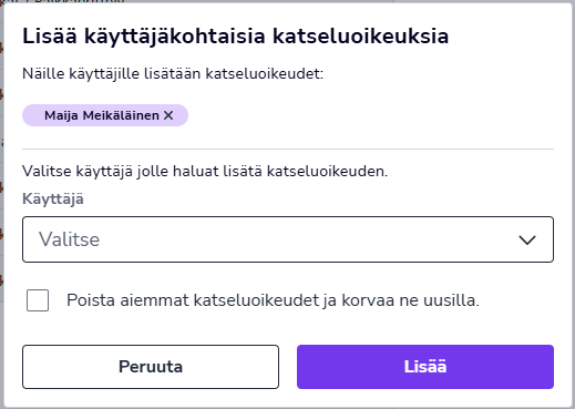 FI Dokumentit - Lisää käyttäjäkohtaisia katseluoikeuksia