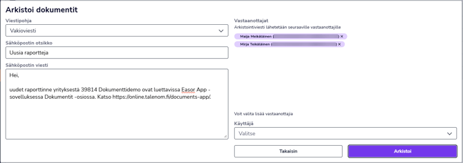 FI Dokumentit - Tuo arkistoon - Arkistoi dokumentit - Sähköpostiviesti