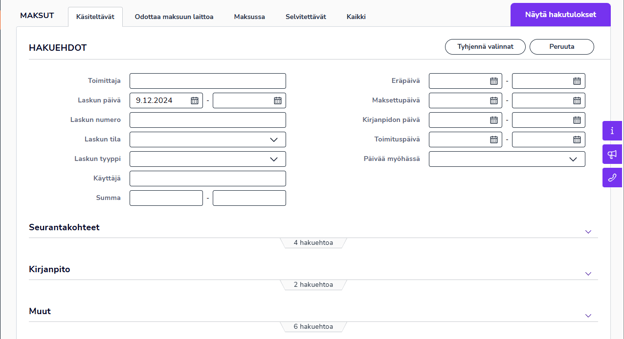 FI Maksut - Hakuehdot