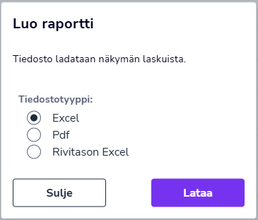 FI Maksut - Luo raportti