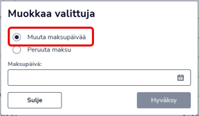 FI Maksut - Muokkaa valittuja