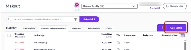 FI Maksut - Uusi lasku