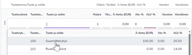 FI Myyntilaskutus - Laskut - Lisää uusi rivi 121124