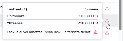 FI Myyntilaskutus - Toistuvaislaskut - Lähtevät laskut - Virhe
