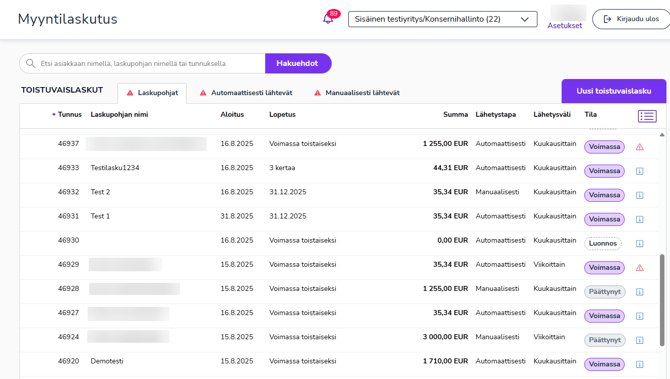 FI Myyntilaskutus - Toistuvaislaskut - Laskupohjat