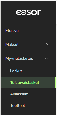 FI Myyntilaskutus - Toistuvaislaskut - Päävalikko