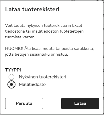FI Myyntilaskutus - Tuotteet - Lataa tuoterekisteri - Mallitiedosto