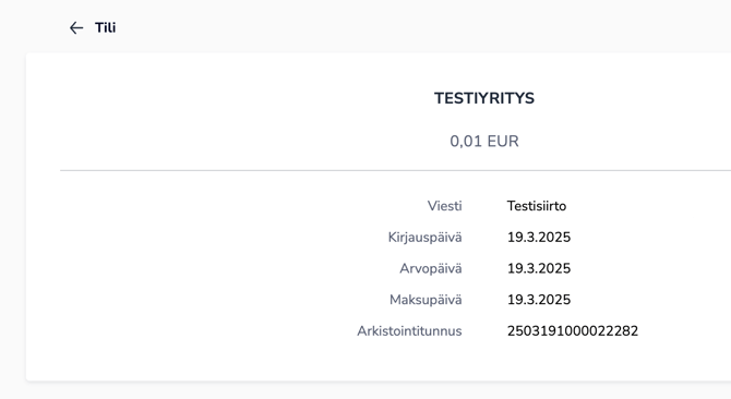 FI Pankkitilit - Tilitapahtumat - Tapahtuman tiedot