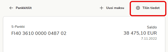 FI Pankkitilit - Tilitapahtumat - Tilin tiedot