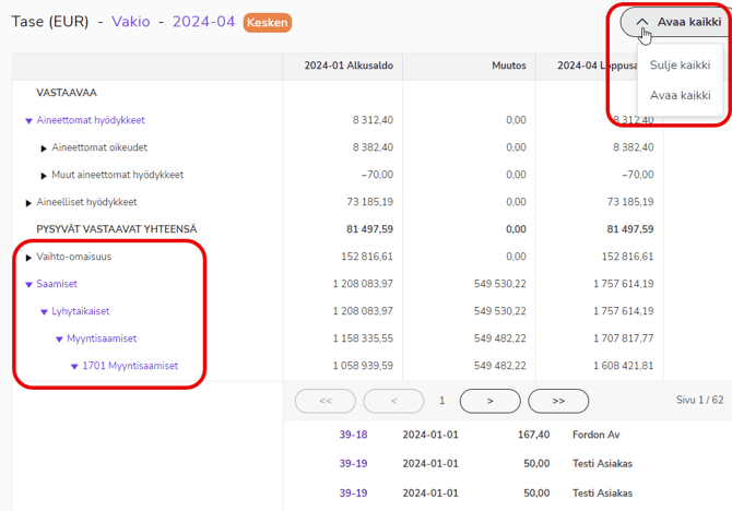 FI Raportit - Tase - Drilldown - Avaa kaikki 200524