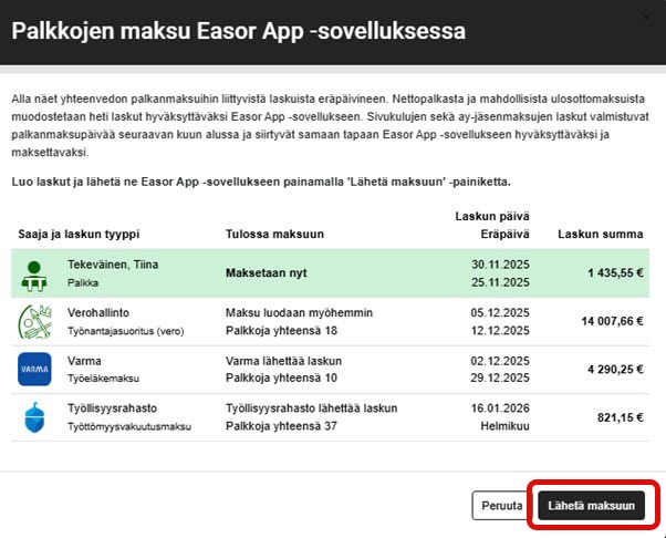 FI Simple Palkat - Lähetä maksuun