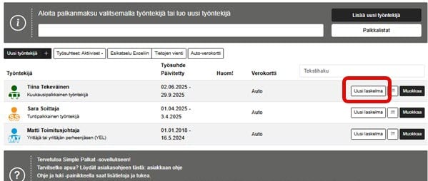 FI Simple Palkat - Palkanlaskennan aloitus