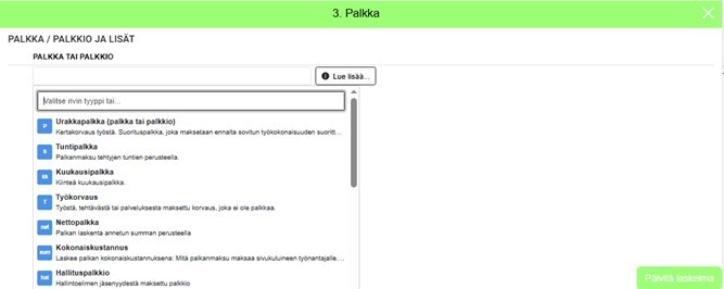 FI Simple Palkat - Palkkaennakon lisäys kohta 3.