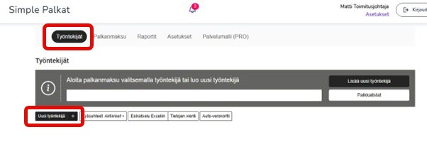 FI Simple Palkat - Työntekijät - Uusi työntekijä