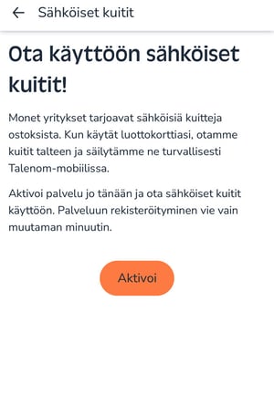 Easor Appp mobiili - ReceiptHero - Aktivoi