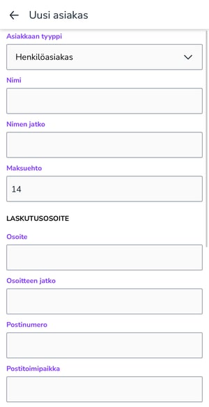 FI Asiakkaat - Uusi asiakas 1