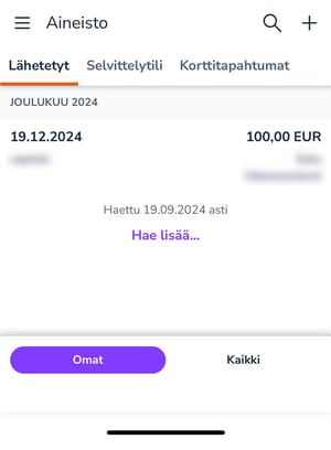 FI Easor App mobiili - Aineisto - Lähetetyt