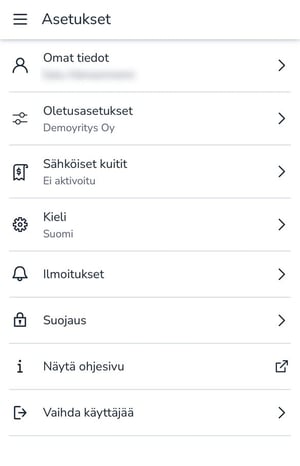 FI Easor App mobiili - Asetukset