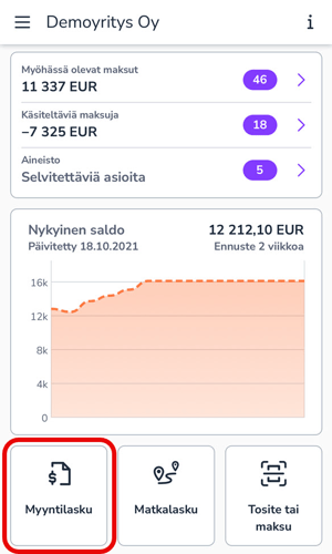 FI Easor App mobiili - Etusivu - Myyntilasku