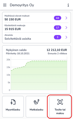 FI Easor App mobiili - Etusivu - Tosite tai maksu