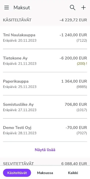 FI Easor App mobiili - Maksut
