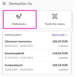 FI Easor App mobiili - Matkalasku