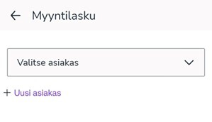 FI Easor App mobiili - Myyntilaskut - Valitse asiakas