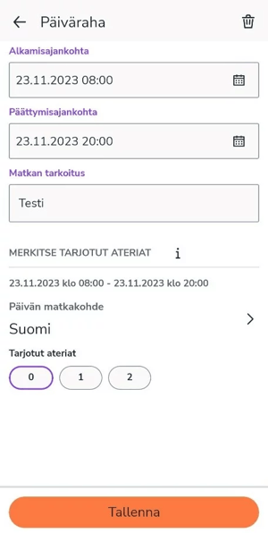 FI Easor App mobiili - Päiväraha