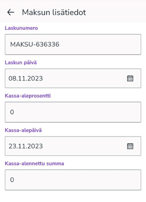 FI Easor App mobiili - Uusi maksu - Maksun lisätiedot