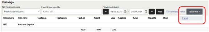 Pääkirja tallenna tiedostoon