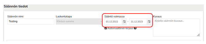 toistuvien kirjausten säännön muuttaminen pvm