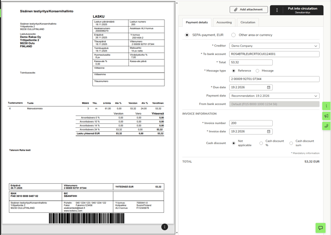 EN Easor App - Payments - New invoice - Payment details