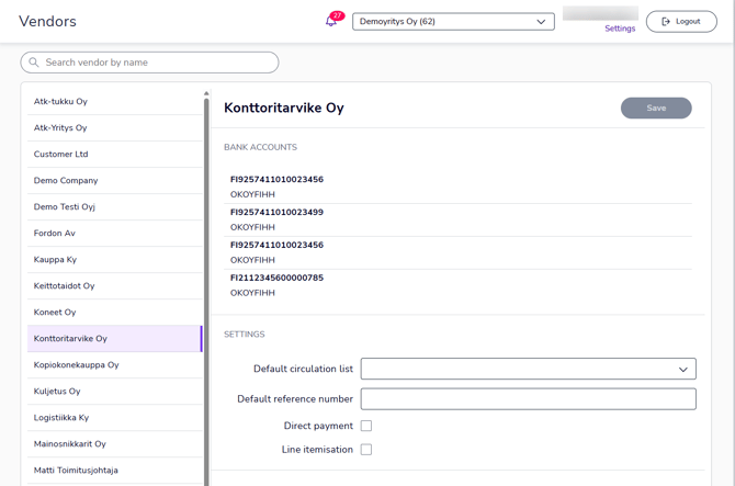 EN Easor App - Payments - Vendors