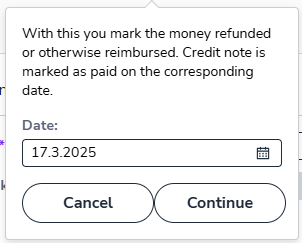 EN Payments - Credit note - Refunded Otherwise reimbursed - Confirmation