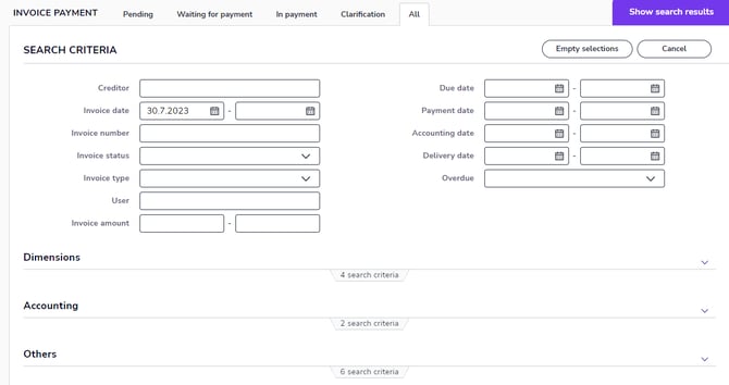 EN Payments - Search Criteria 300724
