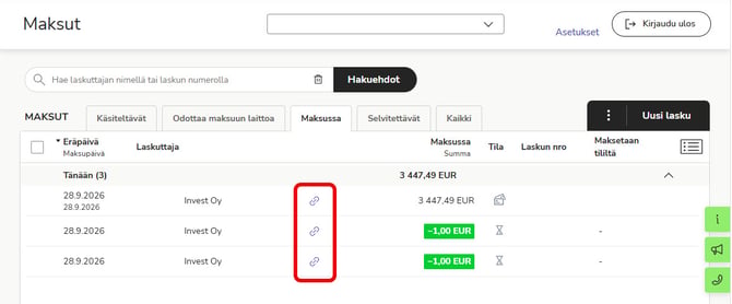 FI Easor App - Maksut uusi - Maksussa - Linkki kuvake