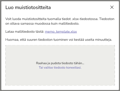 FI AR - Luo muistiotositteita dialogi