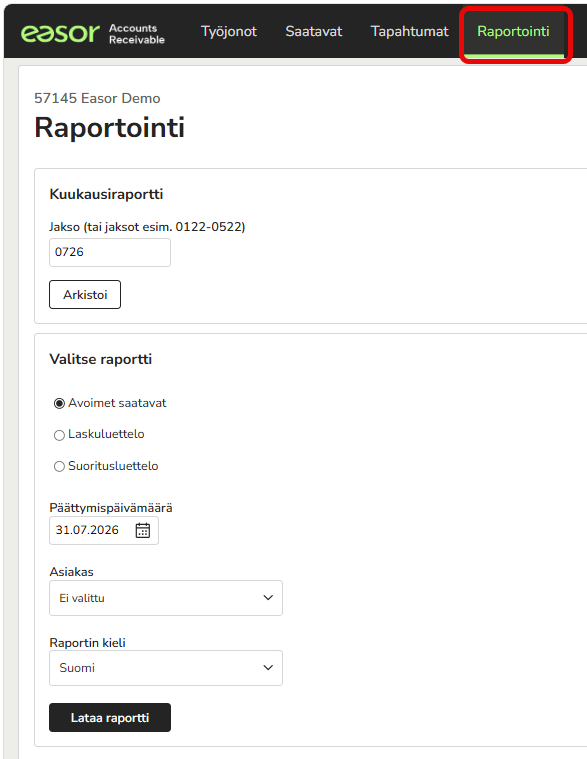 FI AR - Raportointi