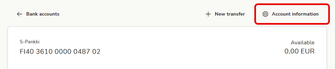 EN Easor App - Bank accounts - Account information button