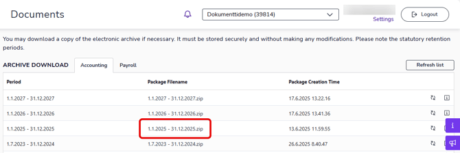 EN Documents - Download archive - Click filename