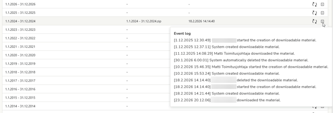 EN Documents - Download archive - Event log