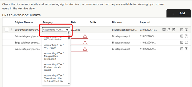 EN Documents - Unarchived documents - Edit document info