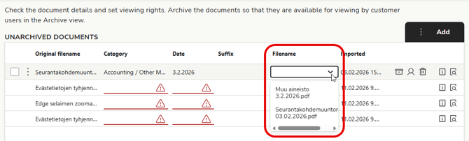 EN Documents - Unarchived documents - Edit file name