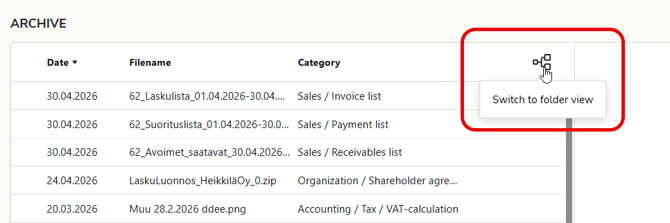 EN Easor App - Documents - Archive - Switch to folder view