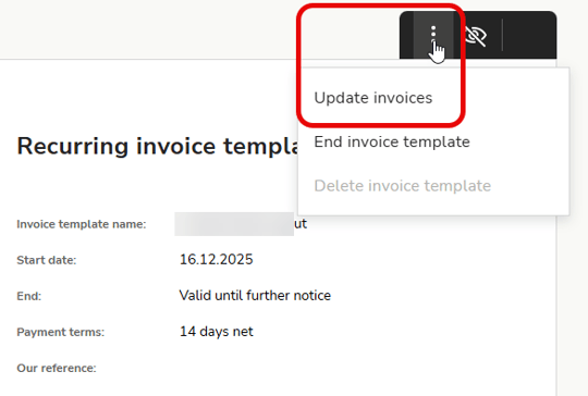 EN Sales invoices - Recurring invoices - Invoice template - Update invoices